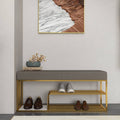Velvet Upholstered Luxurious Golden Shoe Rack Bench Organizer