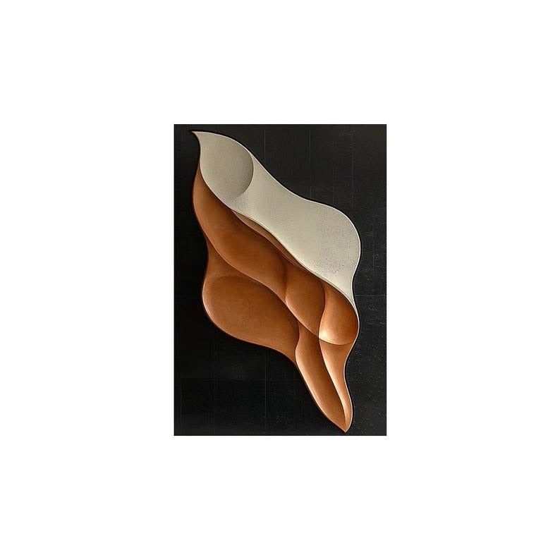 Vertical 3D Wall Art Panel with Flowing Tan and Cream Design