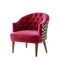 Artistic Cushiony Red Wide Backrest Velvet Sofa Lounge Chair