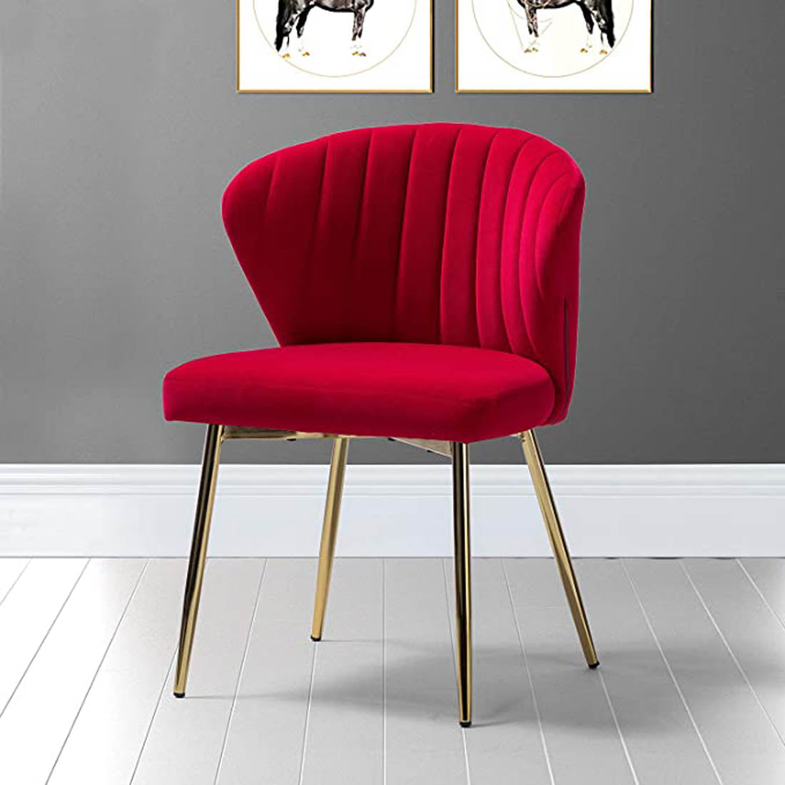 Beautiful Red Velvet Tufted Luxury Lounge Chair