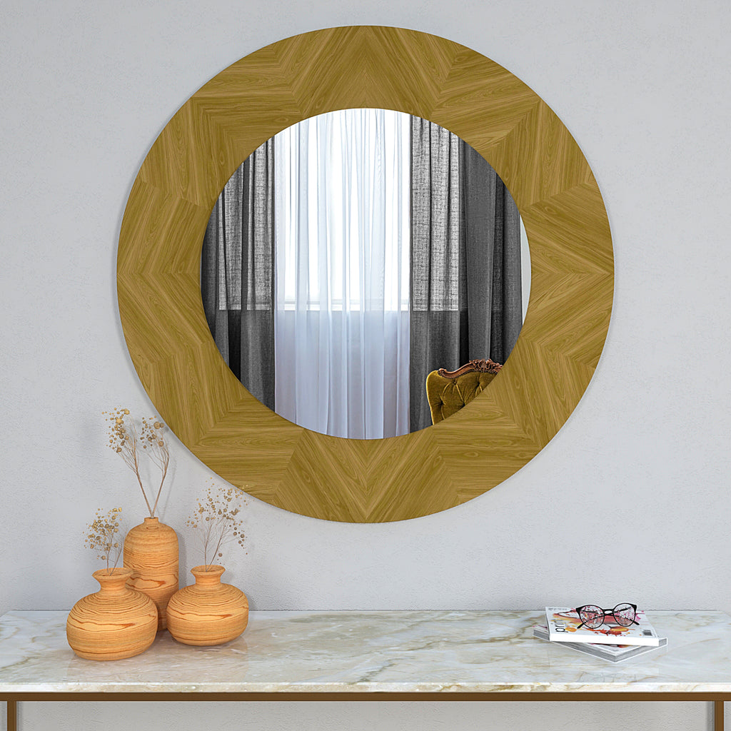 Designer Wooden Framed Round Mirror
