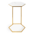 Hexagon Shape Marble Top Golden Stand Side Table
