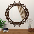 Motif Design Art Modern Round Shape Mirror with Wood Frame