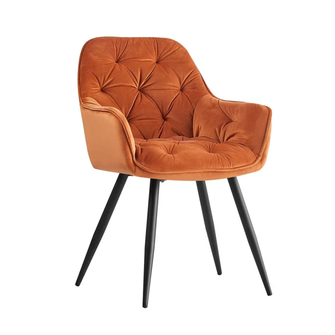 Rich Orange Comfy Padded Tufted Premium Velvet Lounge Chair
