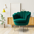 Shell Motif Luxury Design Green Velvet Accent Chair