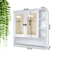Space Saving Bathroom Mirror Cabinet with 6 Spacious Shelves with Wooden White Finish