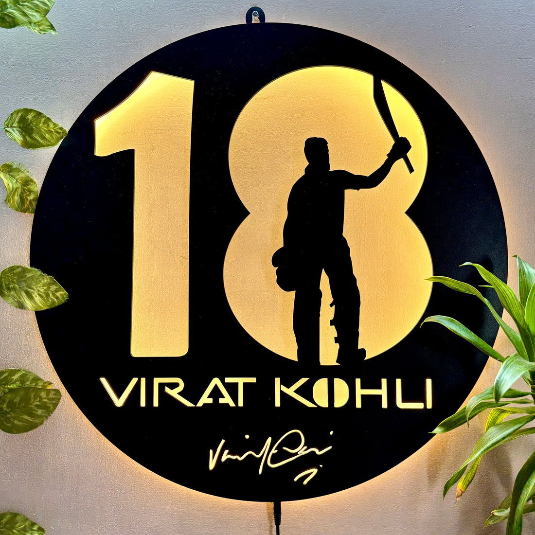Virat Kohli 18 LED Wall Art Light for Cricket Fan Wall Decor