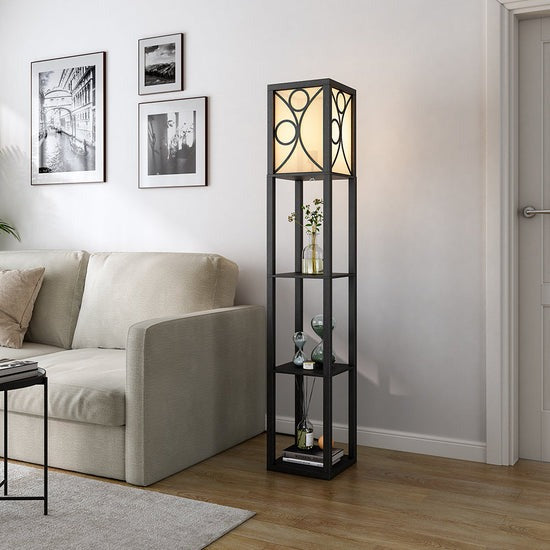 Wooden Display Shelf Lamp for Bedroom and Living Room